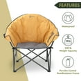 thumbnail image 3 of ARROWHEAD OUTDOOR Oversized Heavy-Duty Club Folding Camping Chair w/ External Pocket, Cup Holder, Portable, Padded, Moon, Round, Saucer, Supports 330lbs, Carrying Bag, USA-Based Support (Tan), 3 of 7