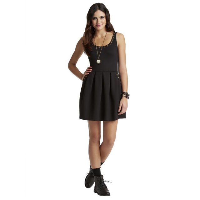 Aeropostale Aria vestido acampanado para mujer, negro, mediano Aeropostale Alinear