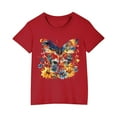 thumbnail image 2 of Shorts pour Filles, Robe à Manches Courtes, T-Shirt en Coton pour Enfants Garçons Filles Mode Mignon Col Rond Imprimé Jour de l'Indépendance Tee Manches Courtes, 2 of 5