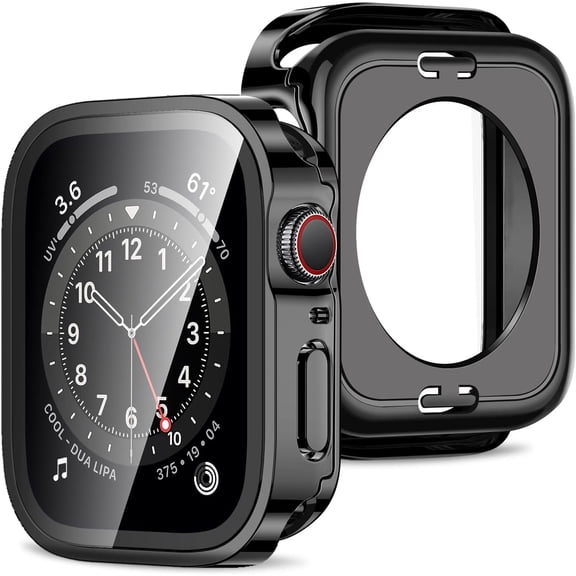 2-in-1 Full Body Protective Case [2-Pack] Compatible with 40mm Apple Watch SE & Series 6/5/4, Built-in Screen Protector, Black