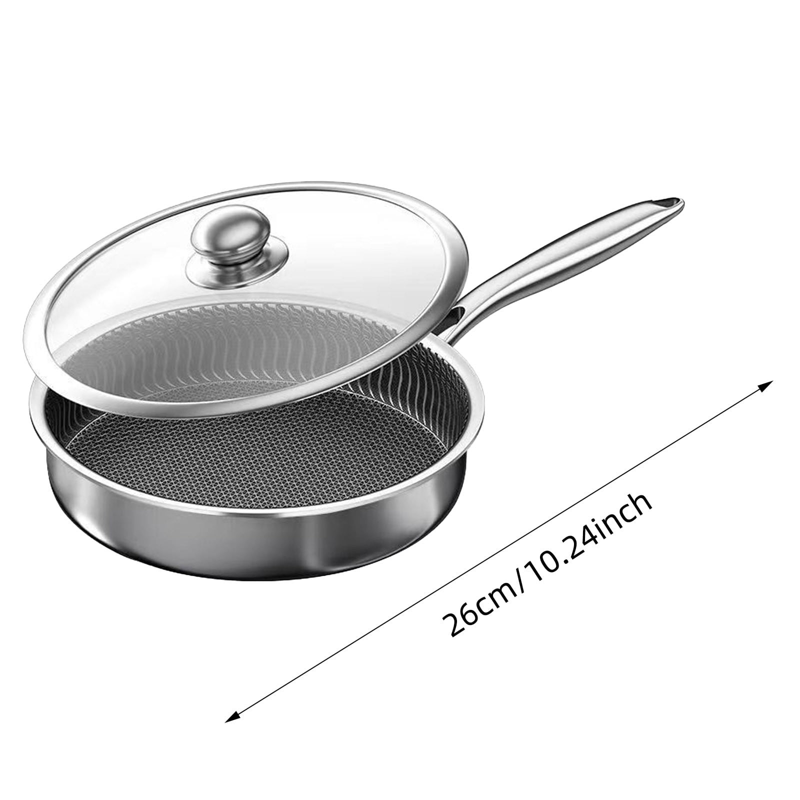WEIOUKC Non Stick Frying Pan Skillet with Lid,Full Body,Double-Sided Honeycomb Skillet,Durable Skillet for Home & Outdoor Cooking, Easy Clean Egg Steak Pan
