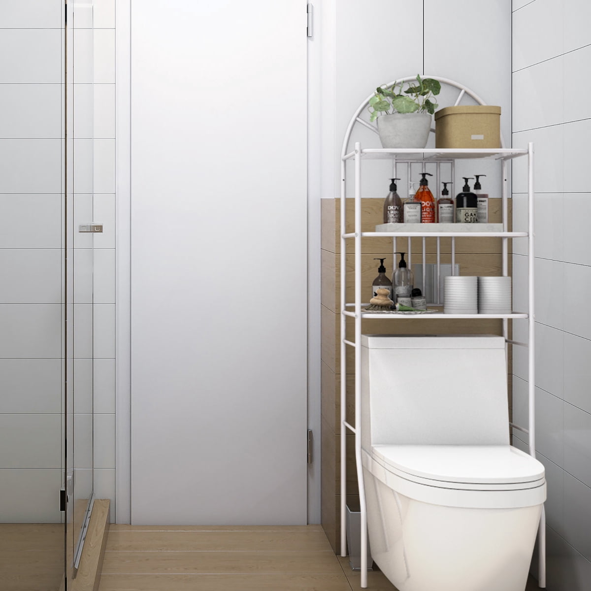 Gymax 3 Shelf Bathroom Metal Storage Rack over the Toilet Space Saver White