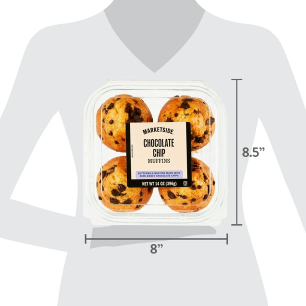Marketside Chocolate Chip Muffins, 14 oz, 4 Count for Kitchen