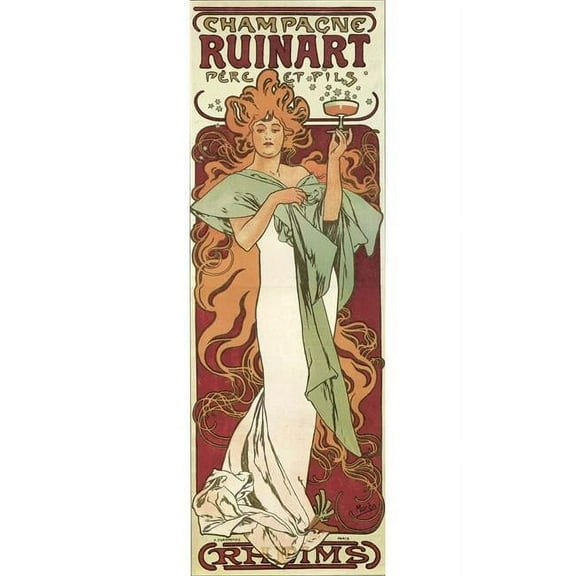 Champagne Ruinart 1896 Poster Print by Alphons Mucha
