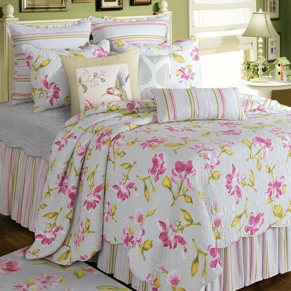 Liliann Purple Green Floral King Quilt