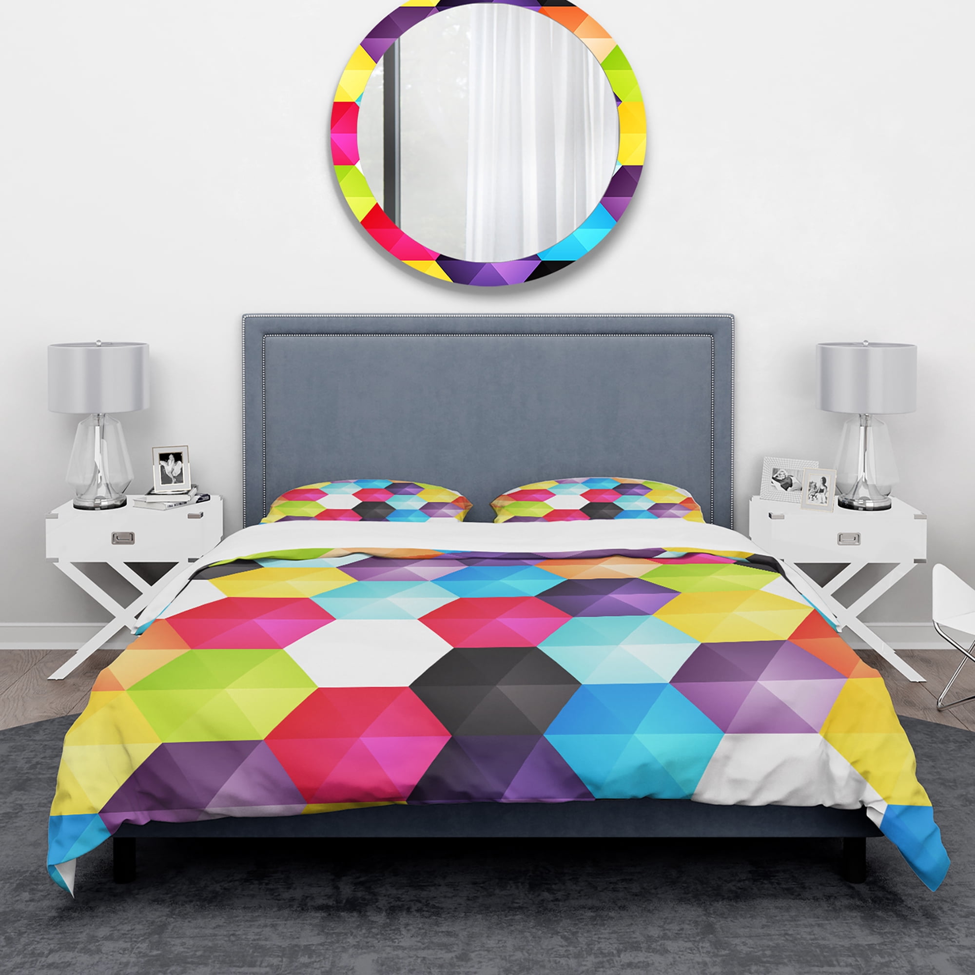 Designart 'Bright Hexagons' Modern Duvet Cover Set
