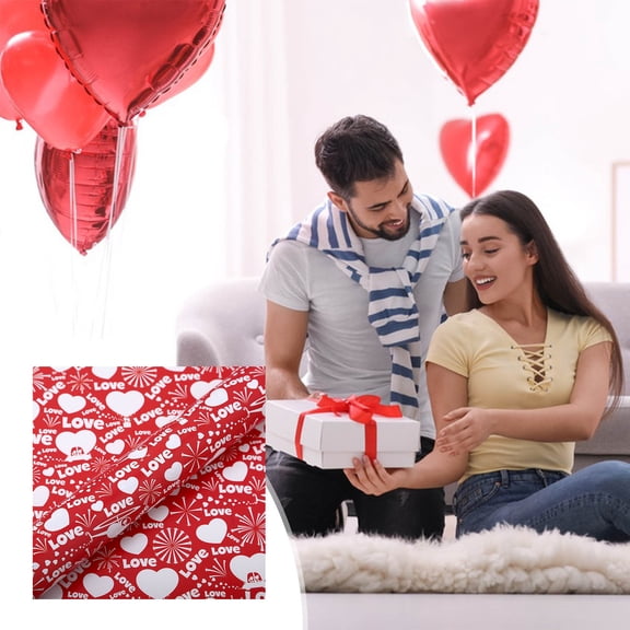 Valentine's Day Romantic Wrapping Paper Black Love And Red Hearts On White Wrapping Paper Sheets Ribbon for Wedding Anniversary Baby Shower Birthday Holiday 19.7 Inch X 27.5 Inch