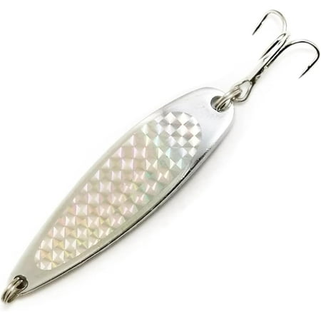 3 oz Crocodile Spoon Chrome with Silver Prism Tape - 10 Pieces Heavy Duty Fishing Lures for Bass Trout Tuna & Saltwater - Mustad Treble Hooks Trolling & Casting Spoons