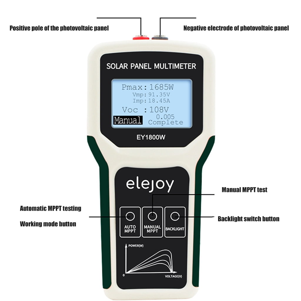 Solars Panel Multimeter Tester MPPT Photovoltaic Analyzers 5 1800W 20 120V 0 60A With LCD Display And Auto Detection