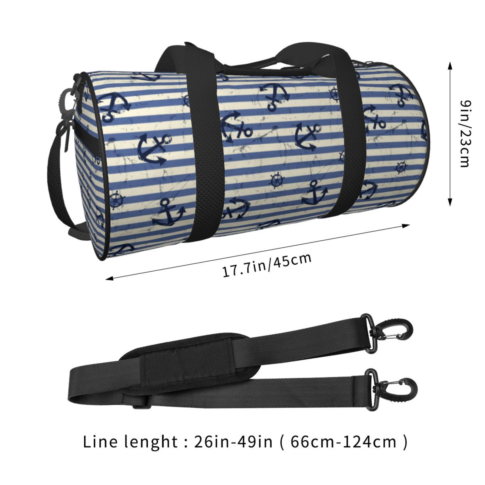 Vsdgher Anchors And Steering Wheel 45L Foldable Duffel Bag, Sports Gym Bag,Overnight Bag, Portable Weekender Bag for Airplanes