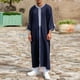 thumbnail image 3 of Ceisia Men Moroccan Style Long Sleeve Round Gift Neck Embroidered Buckle Casual Muslim Robe, 3 of 9