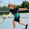 thumbnail image 4 of Adarl Boys Athletic Shorts Set 2 Piece Quick Dry Short Sleeve T-Shirt and Mesh Shorts Soccer Set for Running, Basketball, Football, Tennis, 4 of 7