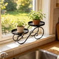 thumbnail image 2 of YuanGuangQ Double Tier Iron Plant Stand, European Style Floor Standing Flower Pot Display Rack, Sturdy Plant Storage Shelf for Living Room Balcony Window Sill Home Use, 2 of 6