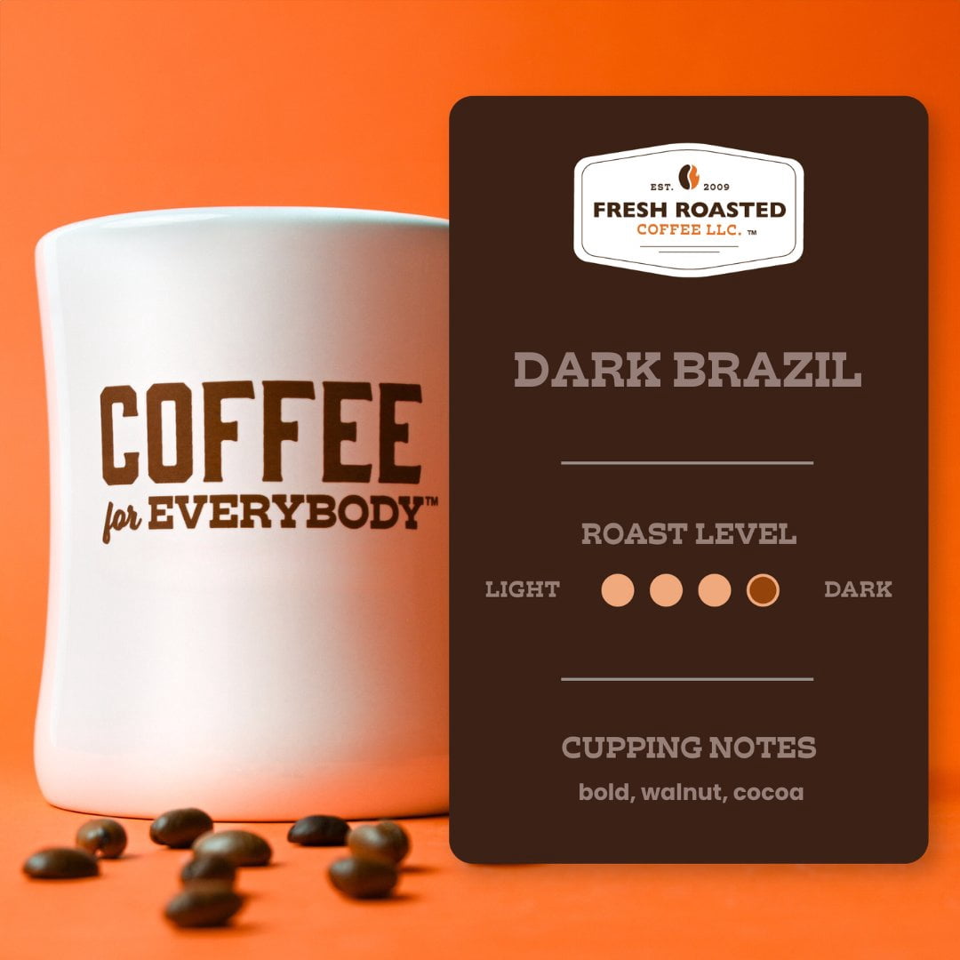 Fresh Roasted Coffee, Dark Brazil Coffee Pods, Medium-Dark Roast, K-cup Compatible, 72 Count