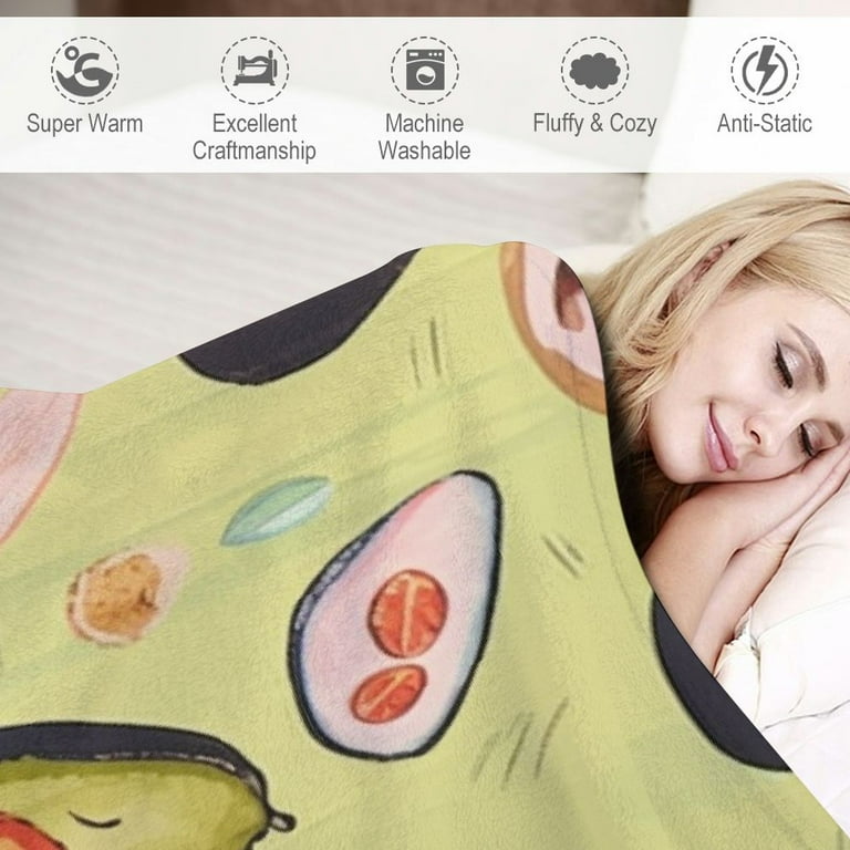 COMIO Avocado Blanket Comfy Blanket Throw Gifts for Avocado Lovers Soft Lightweight Green Yellow Sports Avocado Baby Toast Flannel Blanket Cute Fuzzy Plush for Kids Women Couch Bedroom Walmart