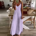 thumbnail image 4 of Pale Lilac Solid Color Sleeveless Dress Dresses Women Summer Women's Summer Clothing, 4 of 9