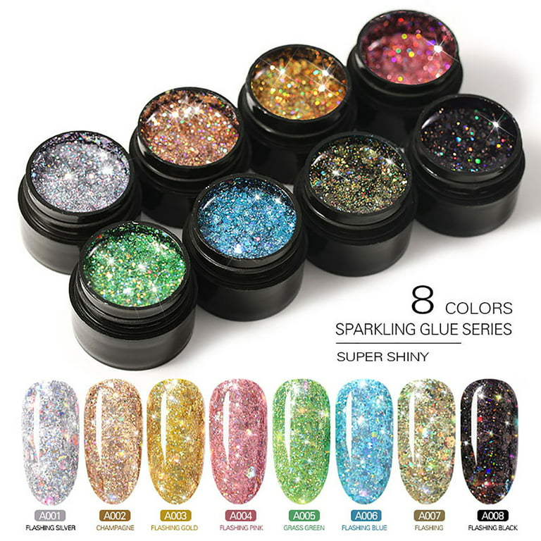 Nail Polish for Girls Ages 7-12 Diamond Super Glitter Gel Nail Polish 8  Colors Set Bright for Nail Art Design 5ml plastic 