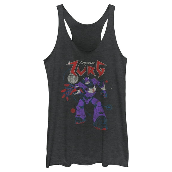 Women's Lightyear Emperor Zurg Distressed  Racerback Tank Top Black Heather Small