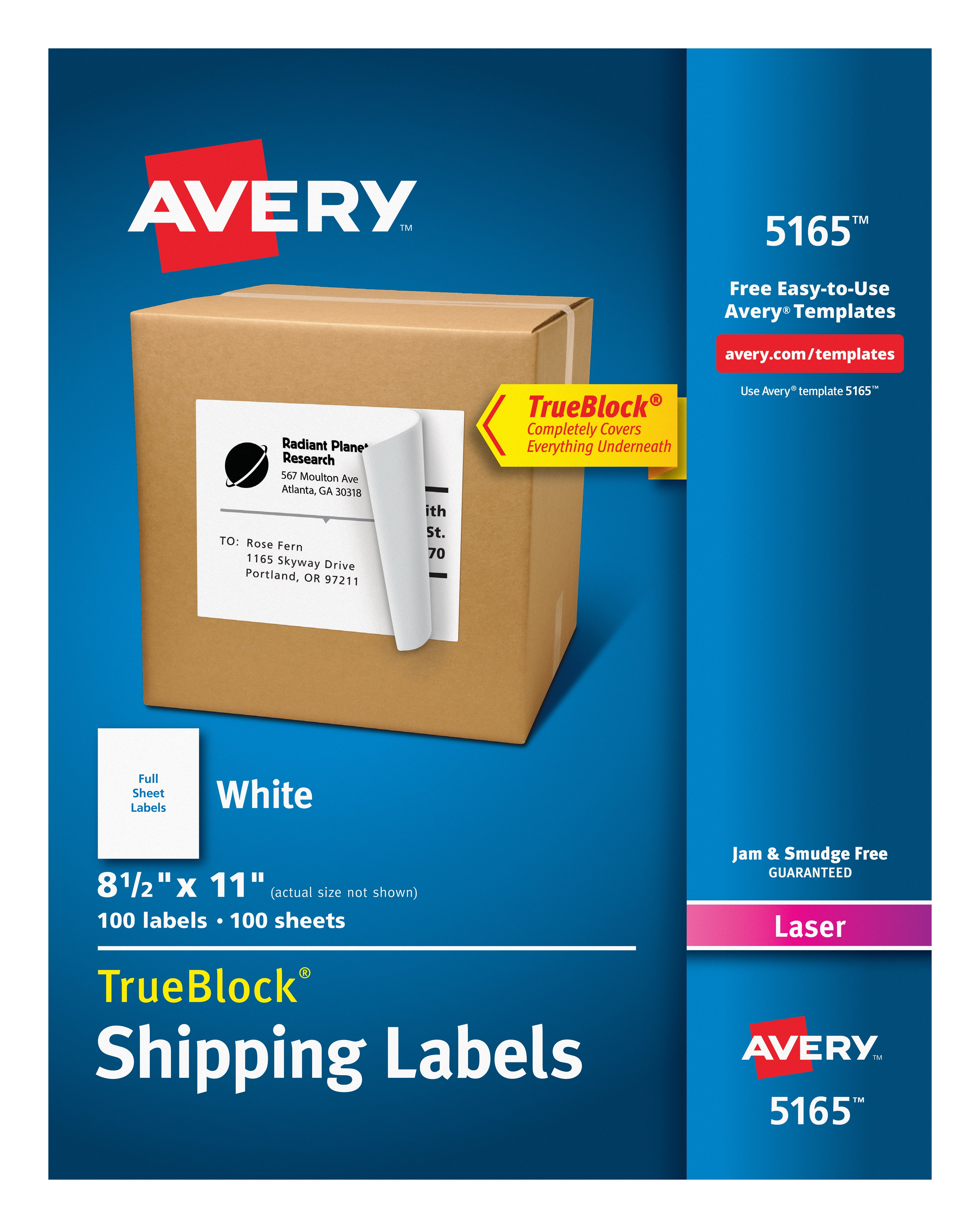 Laser 100 Full Sheet Self Shipping Labels 8.5 X 11" 