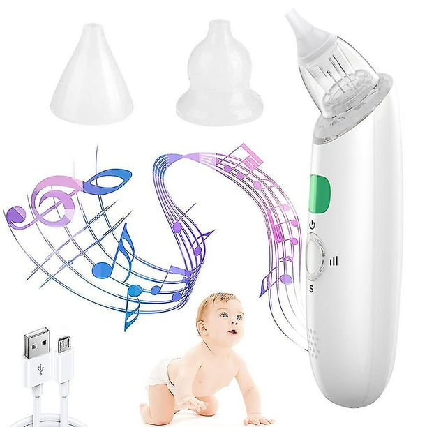Aspirador nasal portátil para bebés con puntas de silicona y 3 intensidades de succión ajustables. Limpiador nasal cómodo, seguro y silencioso.