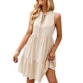 thumbnail image 2 of Vestido ANGGREK Con Cuello anudado dobladillo Suelto color Puro para la vida Diaria de Verano, 2 of 6