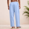 thumbnail image 4 of Domuza Linen Pants Men Casual 2026 Summer Beach Elastic Drawstring Waist Yoga Pants Travel Baggy Work Pant Pajama Light Blue 2XL, 4 of 4