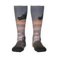 thumbnail image 1 of Fotbe Black Dragon Cliff Dawn Calcetas Divertidas Estampadas para Hombre y Mujer, Calcetas de Algodón hasta la Rodilla para Caminar, Correr, Enfermería y Embarazo, 1 of 6