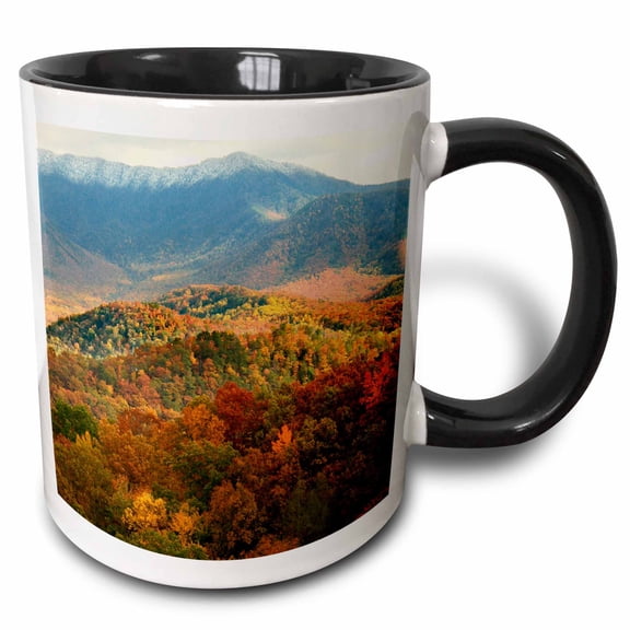 3drose, Usa, Tennessee.mount Leconte Above Fall Foliage in the Valleys., 15oz Two-tone Black Mug