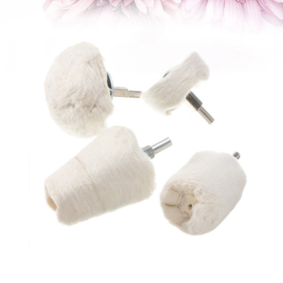 Pretyzoom 4Pcs White Buffing Wheel Compatible with Electric Drill for Polishing