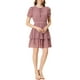 thumbnail image 5 of INSPIRE CHIC Vestido Corto de Doble Capa con Cuello de Lazo, Mangas Fruncidas y Cintura Elástica en Color Púrpura Suave, Talla M, 5 of 7