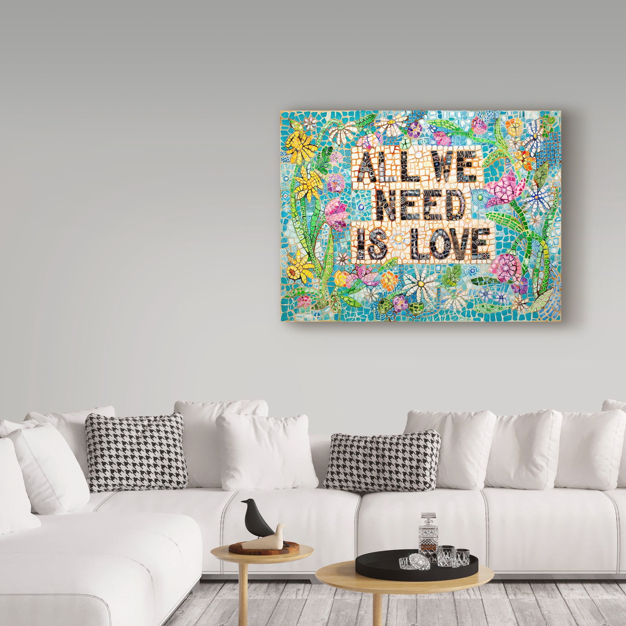 Trademark Fine Art 'All We Need is Love Floral' Canvas Art by Charlsie Kelly