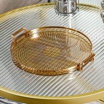 FUEENIRVA Golden Round Tea Cup Tray Acrylic Serving Tray Decorative Platter for Home Restaurant Bar