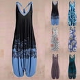 thumbnail image 2 of Tejiojio Clearance Vintage Renaissance Outfits Women Casual Print Backless V-Neck Sleeveless Playsuit Jumpsuit, 2 of 4