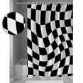thumbnail image 4 of Black and White Checkered Waterproof Fabric Shower Curtain, Modern Irregular Geometric Shower Curtain for Bathroom Curtains Bathtubs Hotel Washable Shower Curtains with 12 Hooks Stall 54x78in, 4 of 6