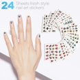 thumbnail image 2 of Pinkiou Nail Art Decoration Kits, Nail Design Kit With 24 Sheets Of Nail Art Stickers, 15pcs Nail Art Brushes, 5pcs Nail Dot Tools, 10 Rolls of Nail Strip Tape and Colour Rhinestones, 2 of 10