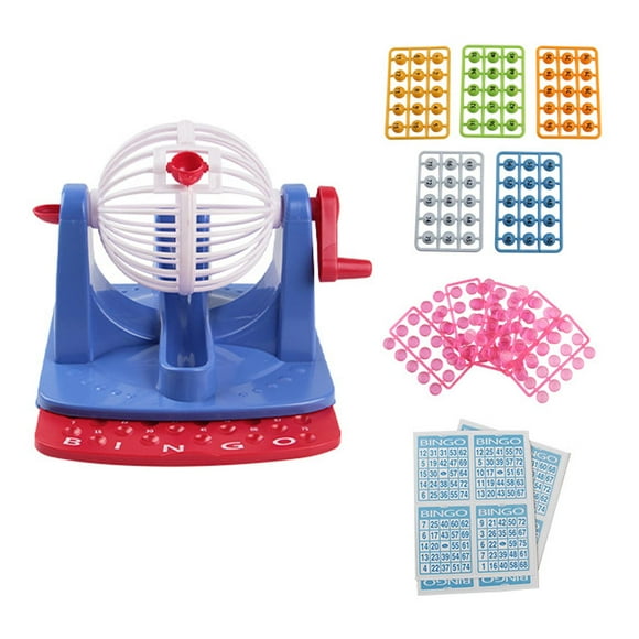 Yinanstore Jeu de Loto Classique, Ensemble Bingo avec Cage Bingo Machine à Balles Portable Numéro Chanceux pour Fête Voyage Enfants