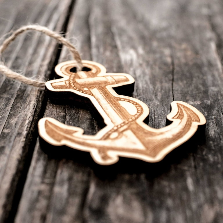Ornament - Anchor - Raw Wood 3x4in Ornament - Anchor - Raw Wood 3x4in