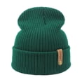 thumbnail image 2 of dianhelloya Unisex Winter Hat Thick Knitted Elastic Warm Solid Color No Brim Anti-slip Soft Windproof Women Men Cap Outdoor Beanie Green, 2 of 8