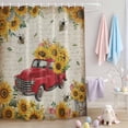 thumbnail image 2 of Shower Curtain Yellow Sunflower Truck Shower Curtains for Bathroom Decor, Waterproof Polyester Shower Curtain Set with Hooks, Standard Size 72" x 72" Farmhouse Retro, 2 of 9