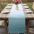 thumbnail image 4 of Coastal Wave Table Runner 90 Inches, Summer Ocean Nautical Beach Ombre Sky Blue Bed Runner Dresser Scarves Tabletop for Indoor Outdoor Parties/Ceremony/Banquet, 13" x 90", 4 of 8