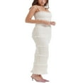 thumbnail image 3 of Robe Maxi Moulante pour Femmes Été Plissée avec Dentelle Longue Robe à Bretelles Spaghetti Y2K Col Carré Robe de Soirée à Étages, 3 of 6
