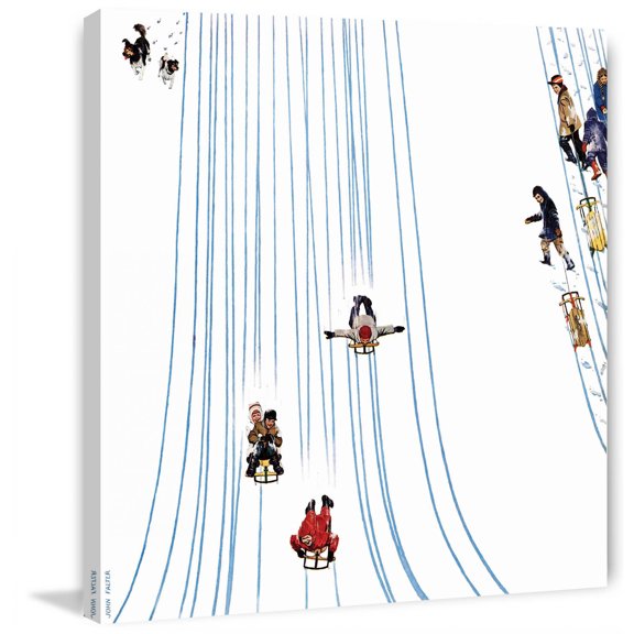 Marmont Hill Sledding Designs in the Snow by John Falter Painting Print on Canvas