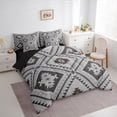 thumbnail image 3 of jejeloiu Ancient Bohemian Aztec 7 Pieces Bedding Comforter Set,Boho Exotic Style Full Bedding Set,Gray Rhombus Triangle Fitted Sheet Flat Sheet For Men Women,Breathable Home Decor Reversible, 3 of 8