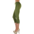 thumbnail image 3 of ToBeInStyle Women's Rhinestone Accent Ruched Capri Leggings, 3 of 6