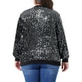 thumbnail image 3 of Agnes Orinda Women's Plus Size Sequin Jacket Sparkle Long Sleeve Front Zip Bomber Jackets 2X Silver, 3 of 6