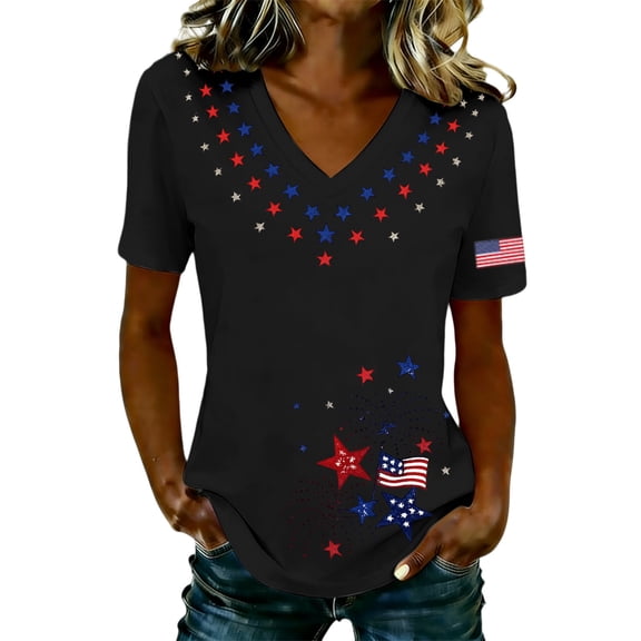 V Neck Patriotic Tshirt Usa Graphic Tee Beach Vacation Tshirts Gauze Shirts For Women Plus Size Tops V Neck Patriotic Tshirt Usa Graphic Tee Women American Flag Graphic Tee Workout Shirts