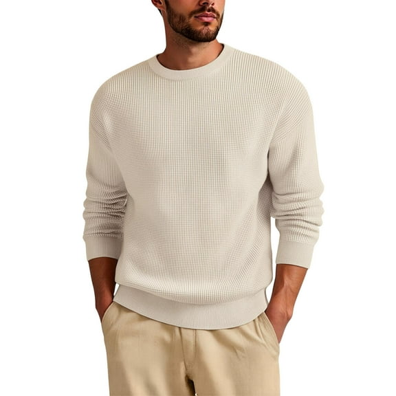 CYiJun George Sweaters for Men Soft Classic Textured Knit Neck Pullover Business Casual Knit Sweater,Sizes S-3XL