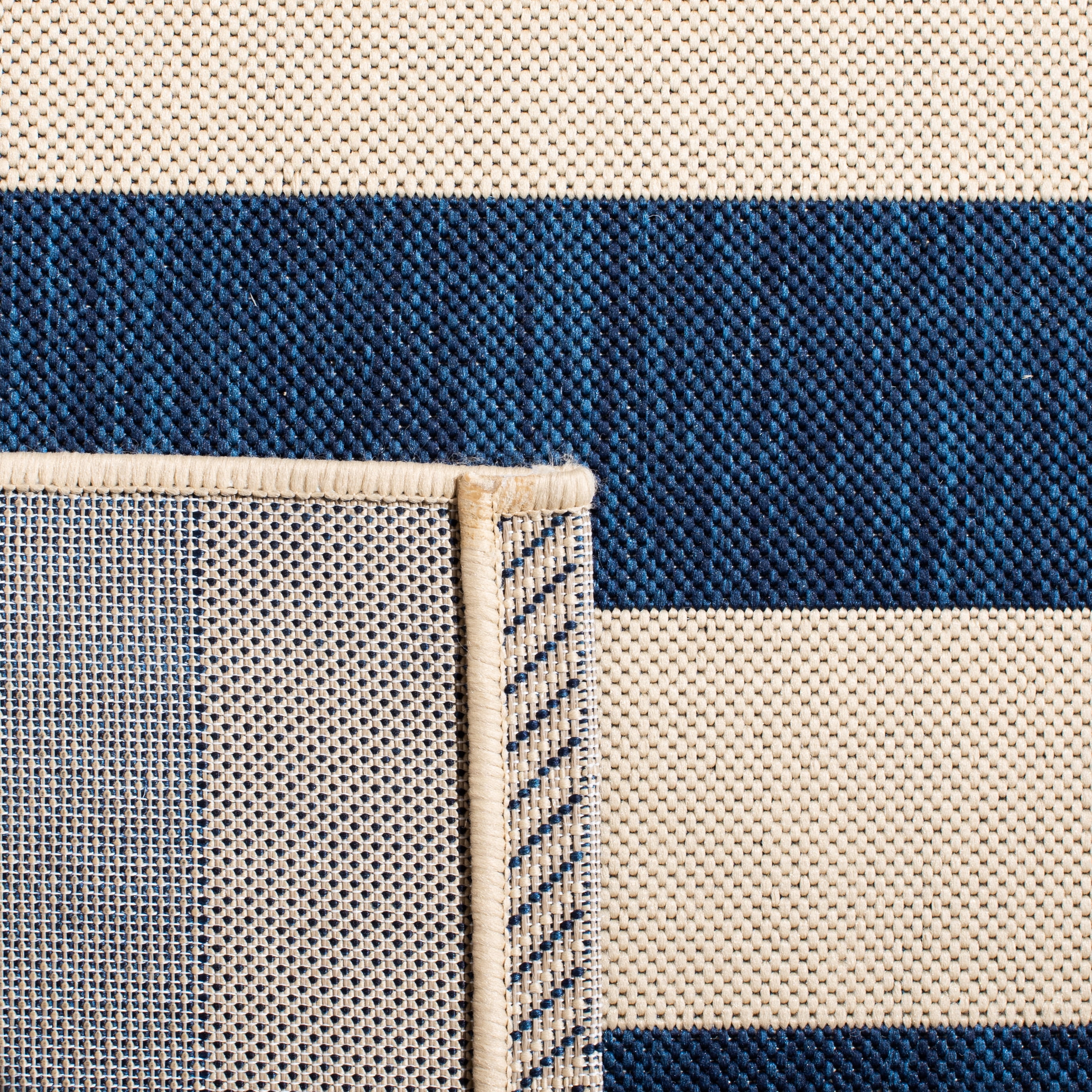 Safavieh Courtyard Ermintrude Striped Indoor/Outdoor Area Rug, Beige/Navy, 6'7" x 6'7" Round