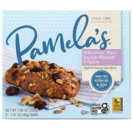 Pamela s Products Whenever Bars Gluten Free Raisin Walnut & Spice -- 5 Bars