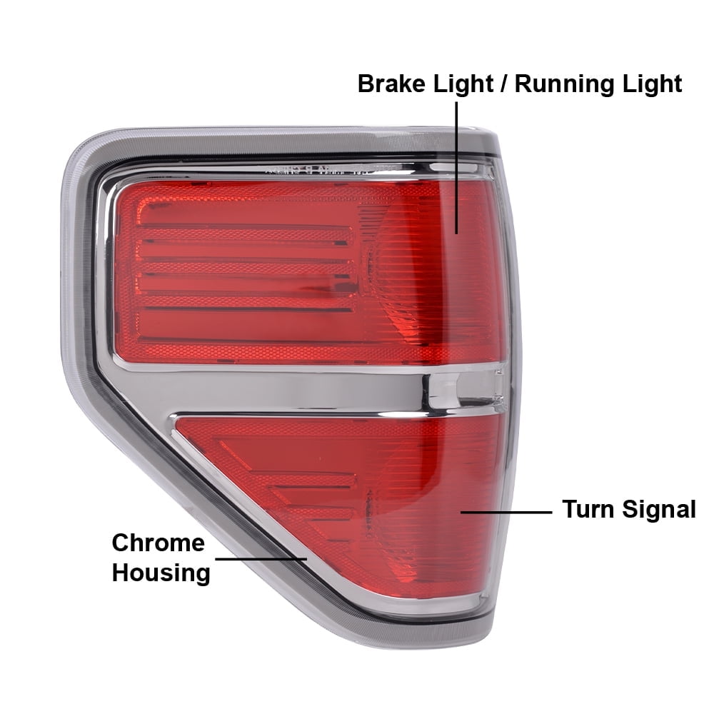 CROSSDESIGN Trim Rear Left Tail Lights Brake Lamps Fit for 2009-2014  Ford F150